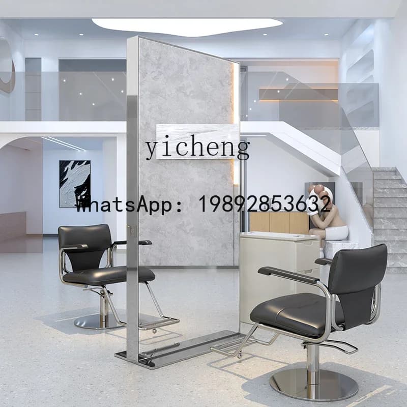 L21-  Barber Shop Mirror Single Double-sided Floor Mirror Perm Dyeing and Cutting Mirror with Light