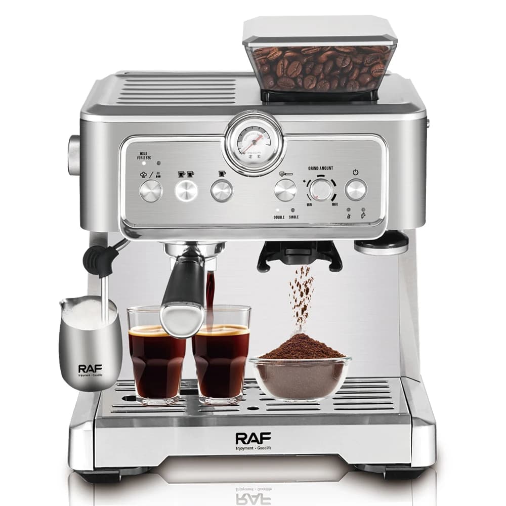 RAF Espresso Coffee Maker With 1350W High Pressure Pump Twin Brewing Cycle And 2 Point 3 Liter Large Capacity For Home Baristas
