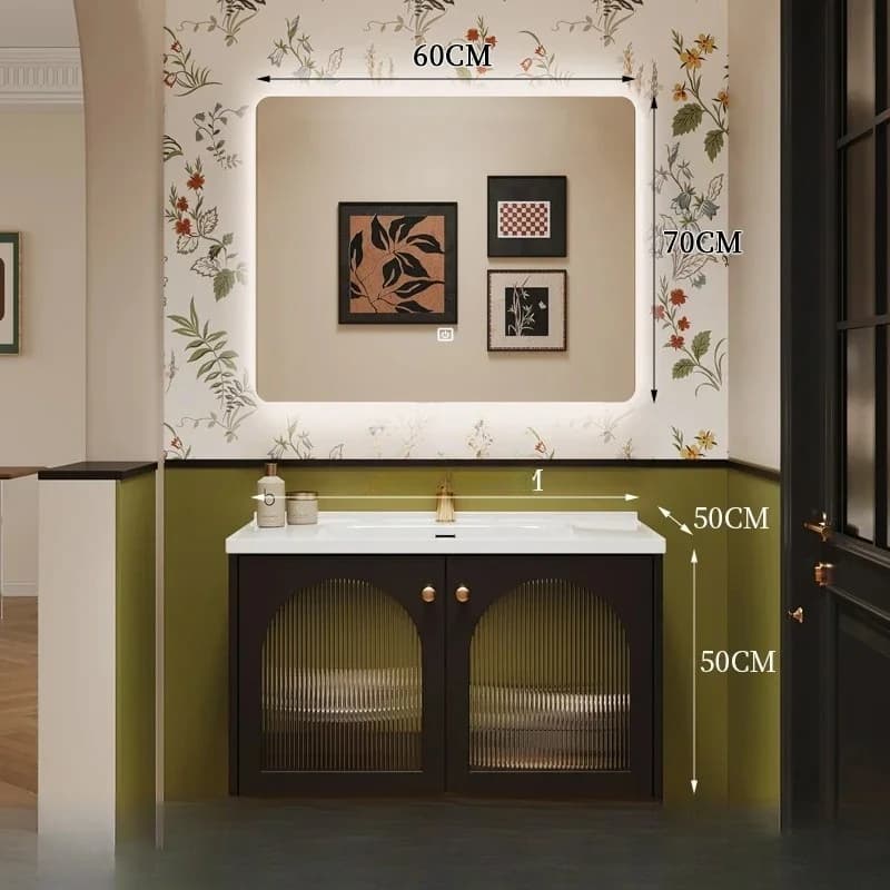LLH1 Oak Ceramic Integrated Basin Bathroom Cabinet Combined Toilet Hand Wash Face