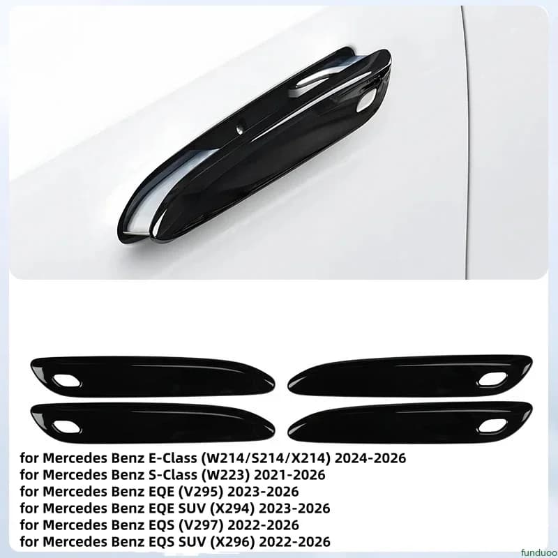 For Mercedes Benz E S EQE EQS W214 S214 X214 W223 V295 X294 V297 X296 Glossy Black Car Door Handle Cover Styling Accessories