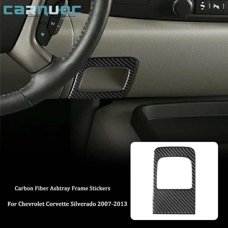 For Chevrolet Corvette Silverado 2007 2008 2009 2010 2011 2012 2013 Car Interior Accessories Carbon Fiber Ashtray Frame Stickers