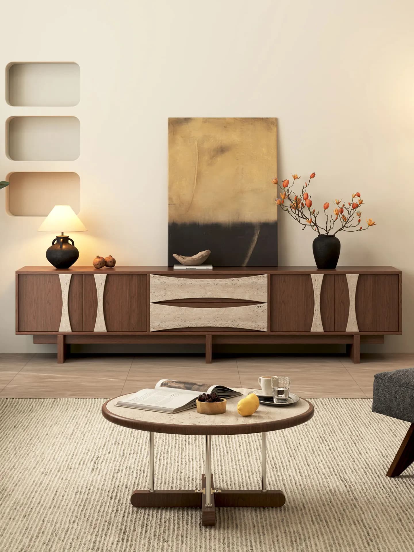 Solid wood TV cabinet, creative storage for small living rooms, and home use