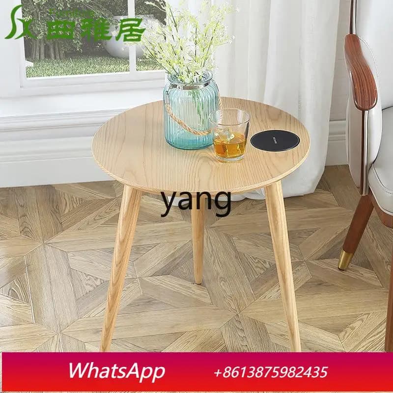 LMM creative solid wood small round table simple modern home living room round table