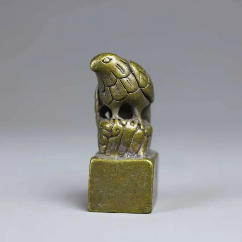 Vintage Brass Eagle Desktop Ornament Antique Miscellaneous Collectible Old Copperware Copper Seal