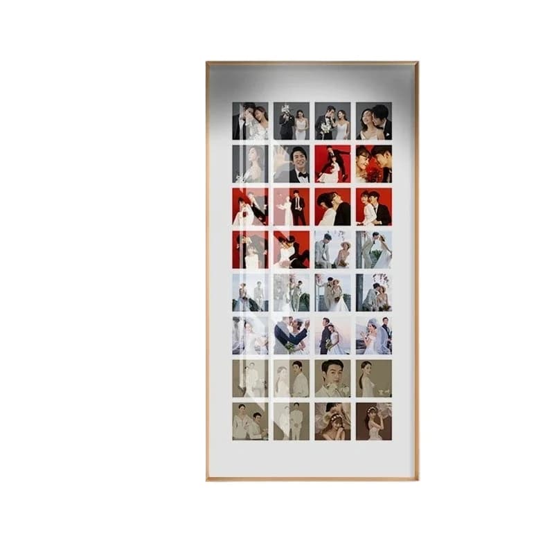 Wedding photo photo enlarged hanging on the wall, large photo frame hanging on the wall in the entrance