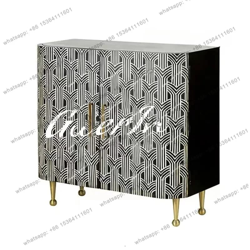 zj.French solid wood hand-painted home shoe cabinet/retro old partition/new Chinese simple decorative wine cabinet