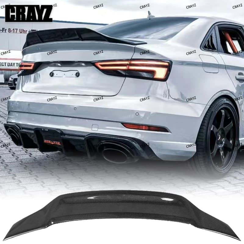 For 2012 - 2020 AUDI A3 S3 RS3 8V Limousine Sedan Trunk Wing Forged Carbon Fiber R Style Rear Spoiler