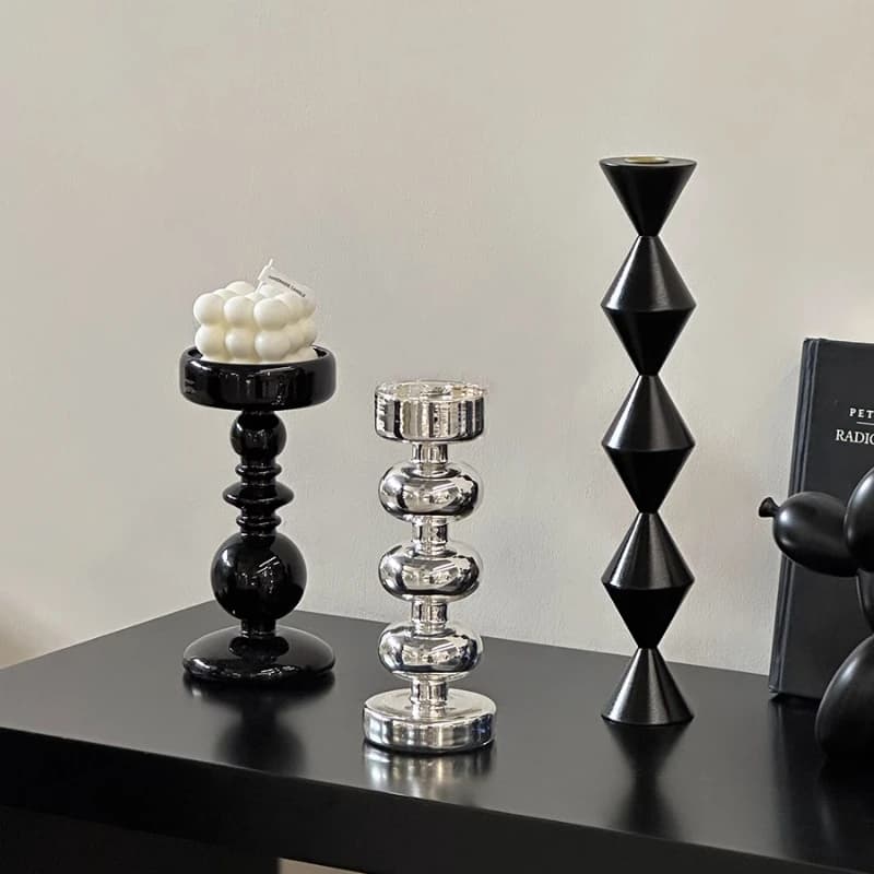 French Nordic Candle Holders Modern Minimalist Home Decor Vintage Wooden Table Centerpiece Decorative Ornament for Living Room