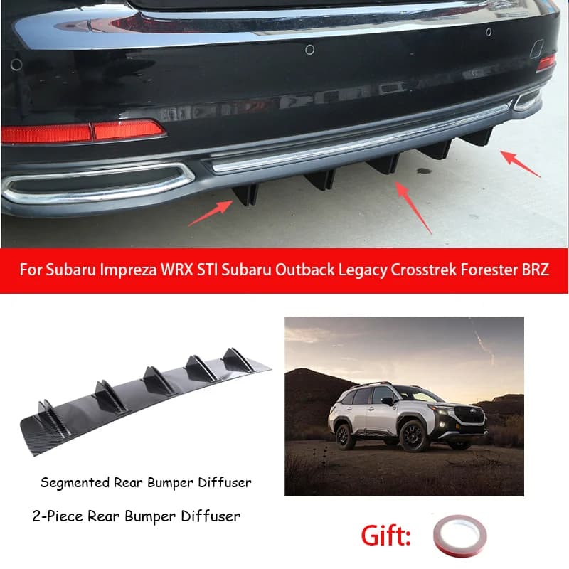 For Subaru Impreza WRX STI Subaru Outback Legacy Crosstrek Forester BRZ ABS Rear Bumper Lip Diffuser Shark Fin Anti-collision