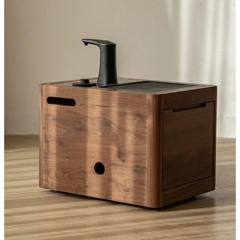 Walnut small tea table simple coffee table living room balcony tea table solid wood small edge mobile tea