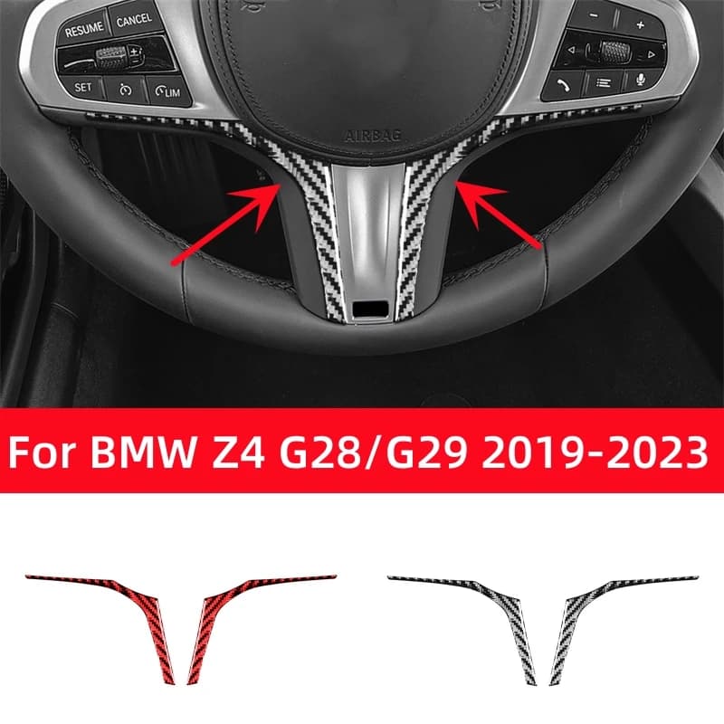For BMW Z4 Series G28 G29 2019-2023 Carbon Fiber Accessories Interior Car Steering Wheel Panel Trim Cover Decoration Stickers