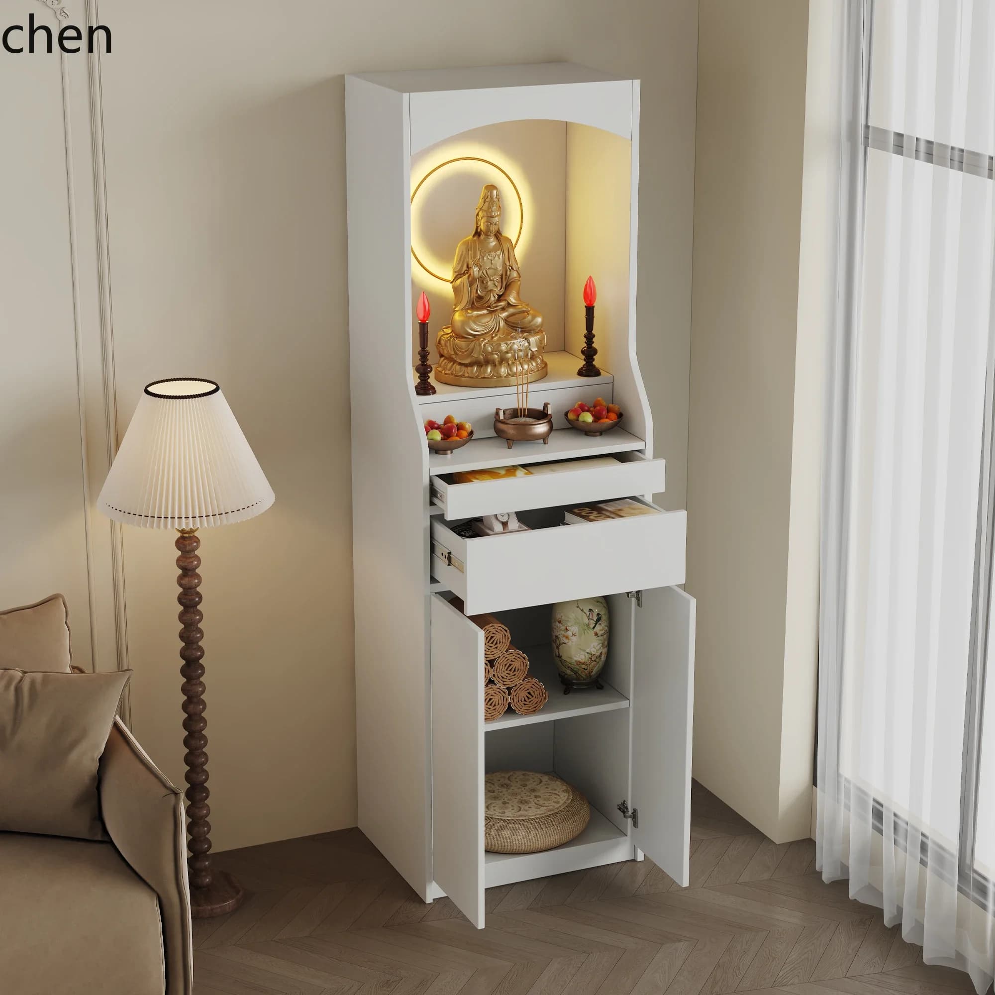 DSA Buddhist shrine offering table, shrine living room, shrine  cabinet, God of Wealth incense , economical household offering