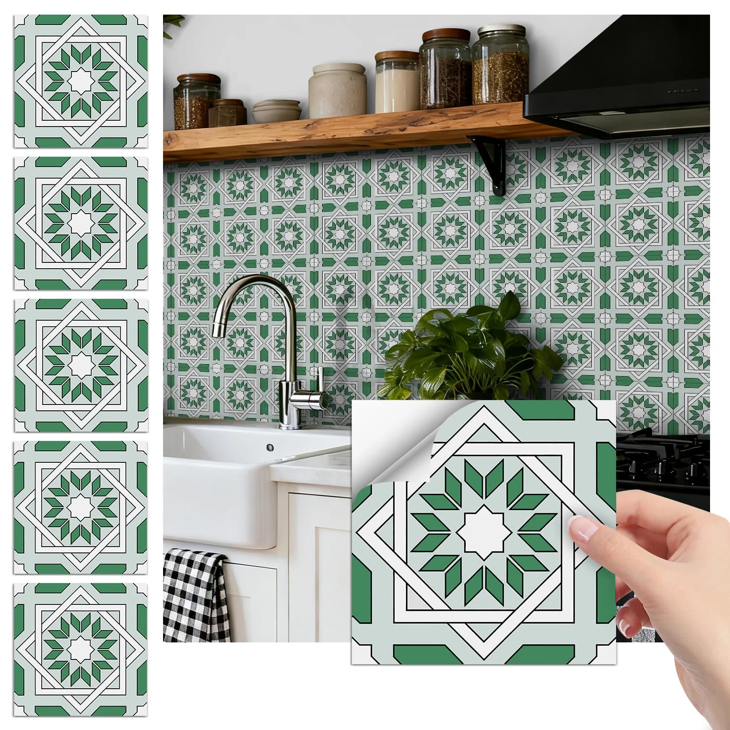 36Pcs Vintage Floral Tile Stickers, Self-Adhesive Peel and Stick Wall Decals, Waterproof for Kitchen Bathroom Home Decor