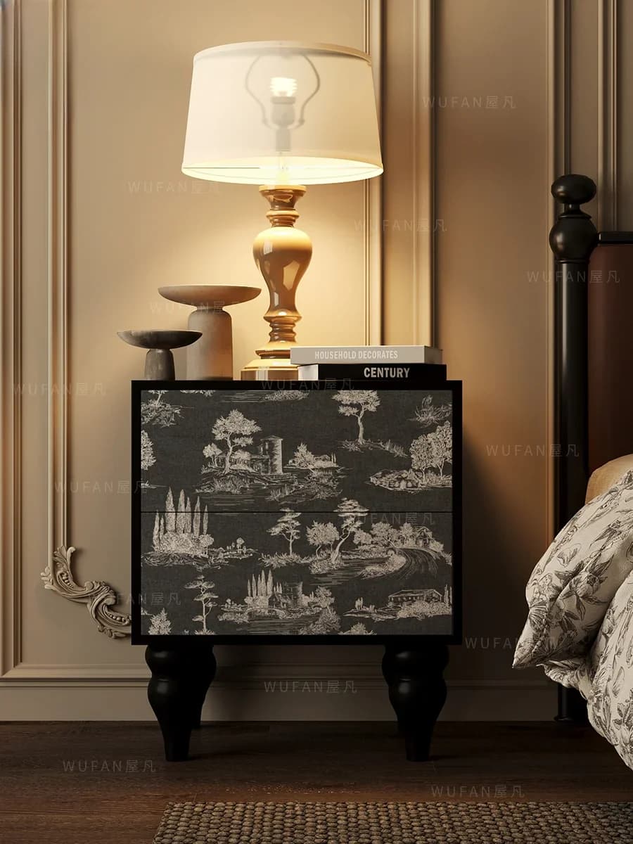 Retro Bedside Table Bedroom Tailstock Storage Household Integrated Drawer Solid Wood Bedside Storage Cabinet Customization