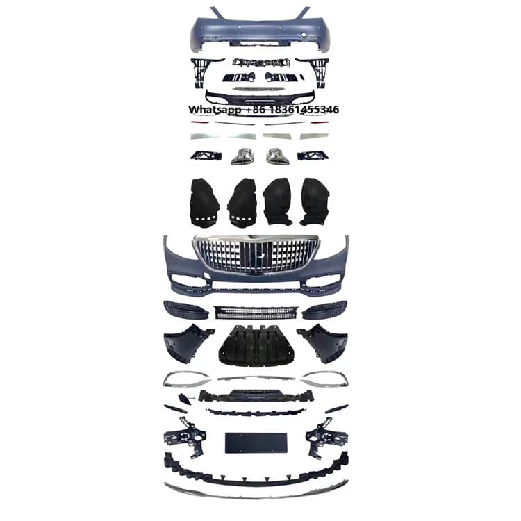 For  W222 2014-2017 Upgrade  Style Body Ki Damei Fender Liner Headlights Tail Lights Grille Front Rear Bumper BodyKit