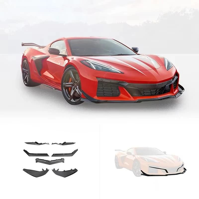 Suitable for Chevrolet Corvette Z06 Body Kit Front Bumper Front Lip Protector Carbon Fiber Car Body Kit Modification Decorative