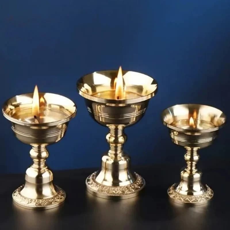 Tibetan Altars Candle Lamp,Buddhism Bronze Candle Cup,Eternal Ghee Floating Holy Candlestick Holder,Buddhist Religious Items