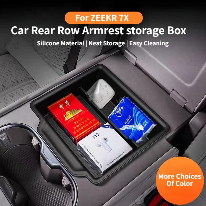 For Zeekr 7X Car Rear Row Armrest Storage Box Silicone Protective Atorage Box Automobile Interior Modification Accessories