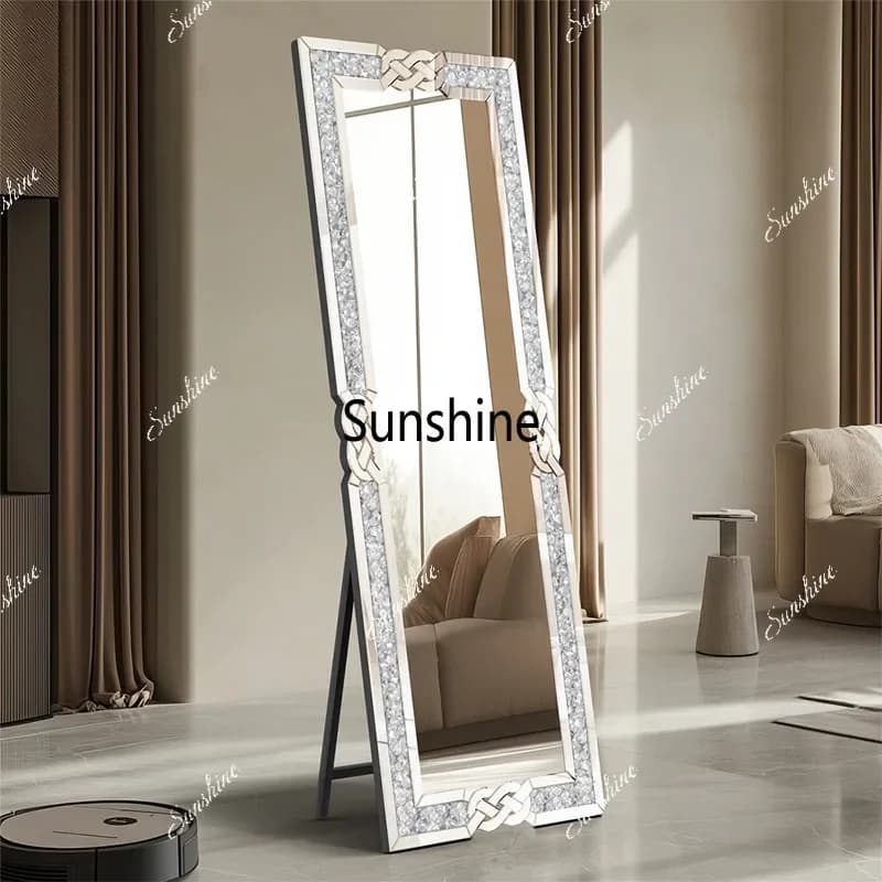 YYEuropean luxury crystal decoration wall-mounted full-length mirror bedroom living room rectangle