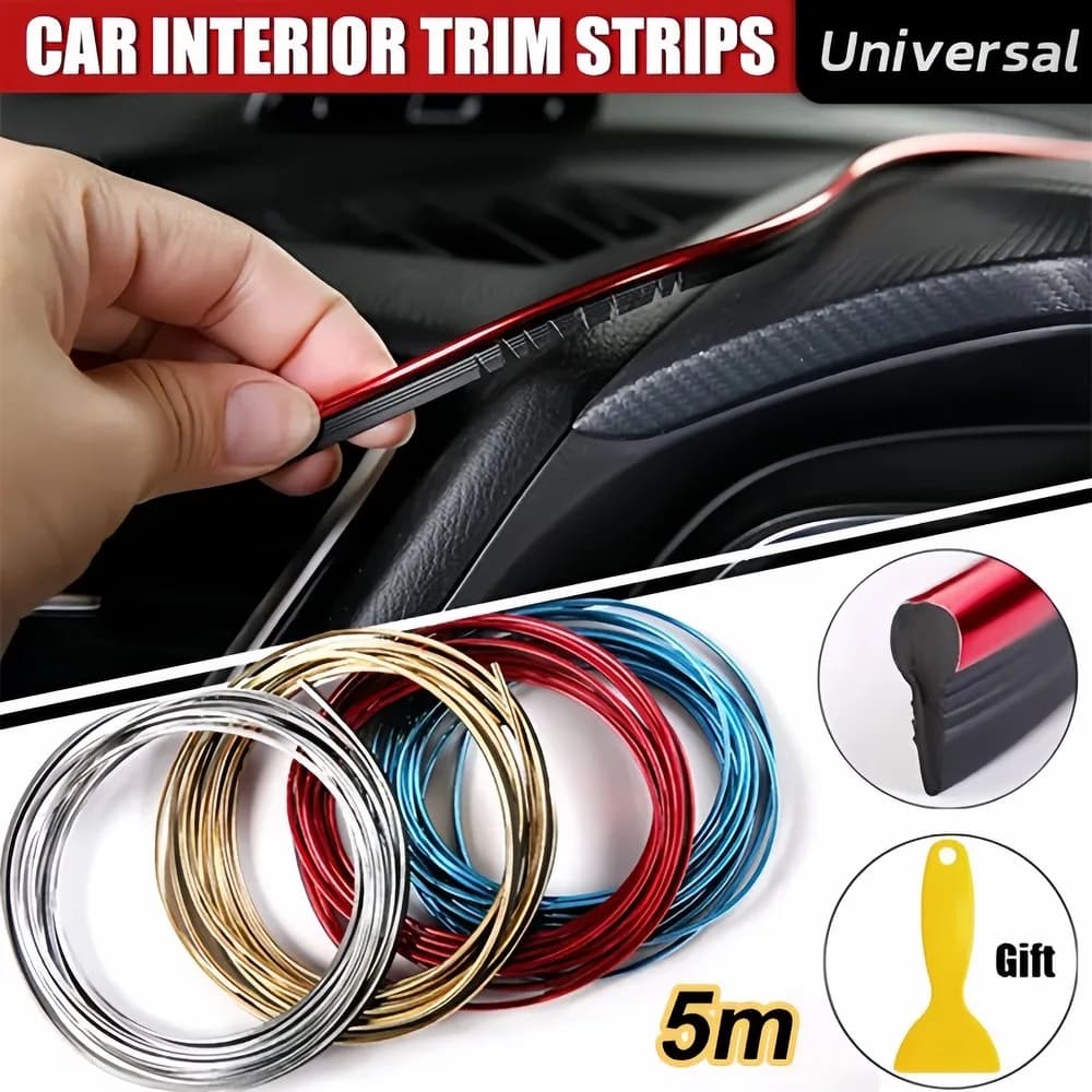 5M Universal Car Dashboard Door Edge Insert Trim Styling Interior Adhesive Free Embedded Car Decoration Line Strip With Scraper