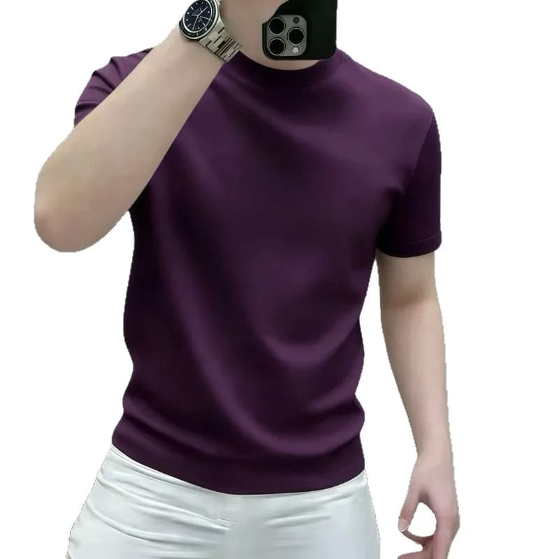 The Short-sleeved T-shirt Year of The Horse Trendy Men's Fashion Horse Prints Stylish Slimming Half-sleeved Round-neck Base Top