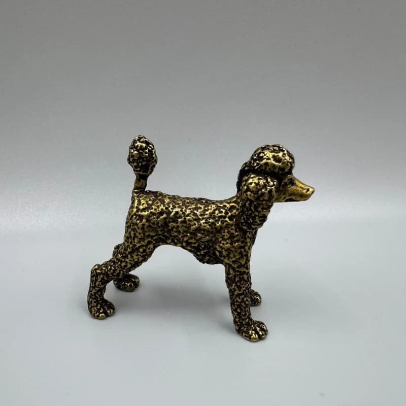 Poodle Copper Dog Figurine Standing Dog Zodiac Dog Small Miniature Realistic Copper Dog