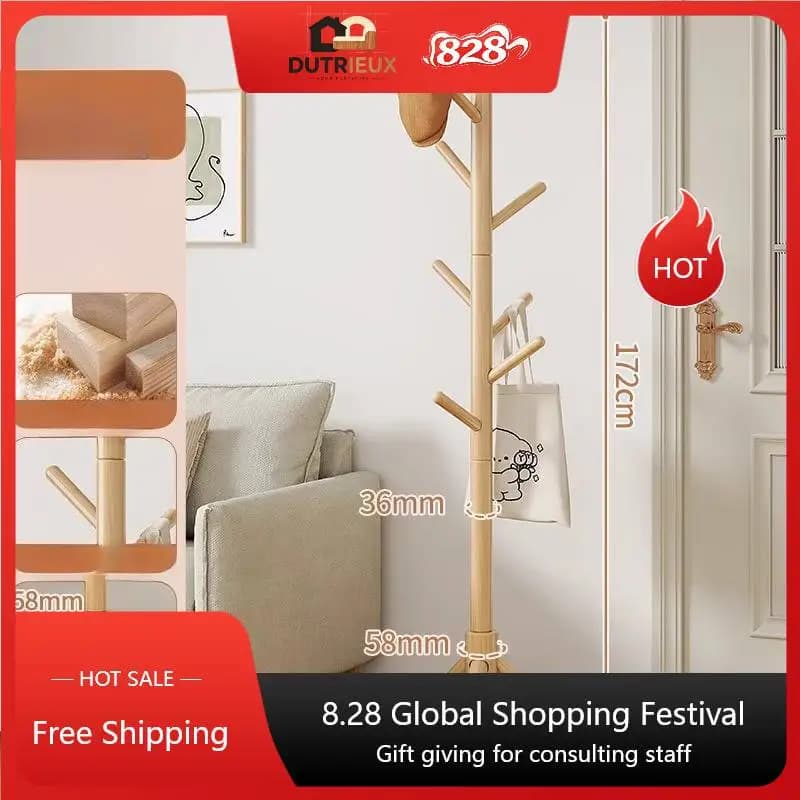 Space Saving Clothes Rack Tall Modern Office Design Living Room Clothes Rack Bedroom Wood Hotel Colgadores De Ropa Furniture