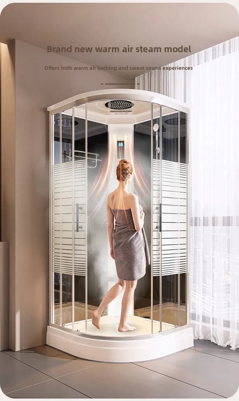 LH bathroom integral bath household rural indoor shower room fan-shaped tempered glass