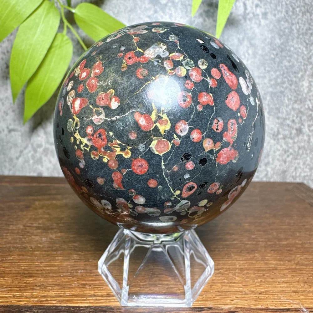 Natural Stone Crystal Plum Blossom Jade Sphere  Healing Home Decor Ornaments Reiki Collection Gift
