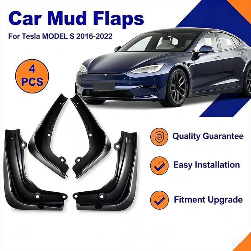 For Tesla Model S 2016-2022 Front Rear Mud Flaps 4Pcs Splash Guards Wheel Fender Mudguards Exterior Protection