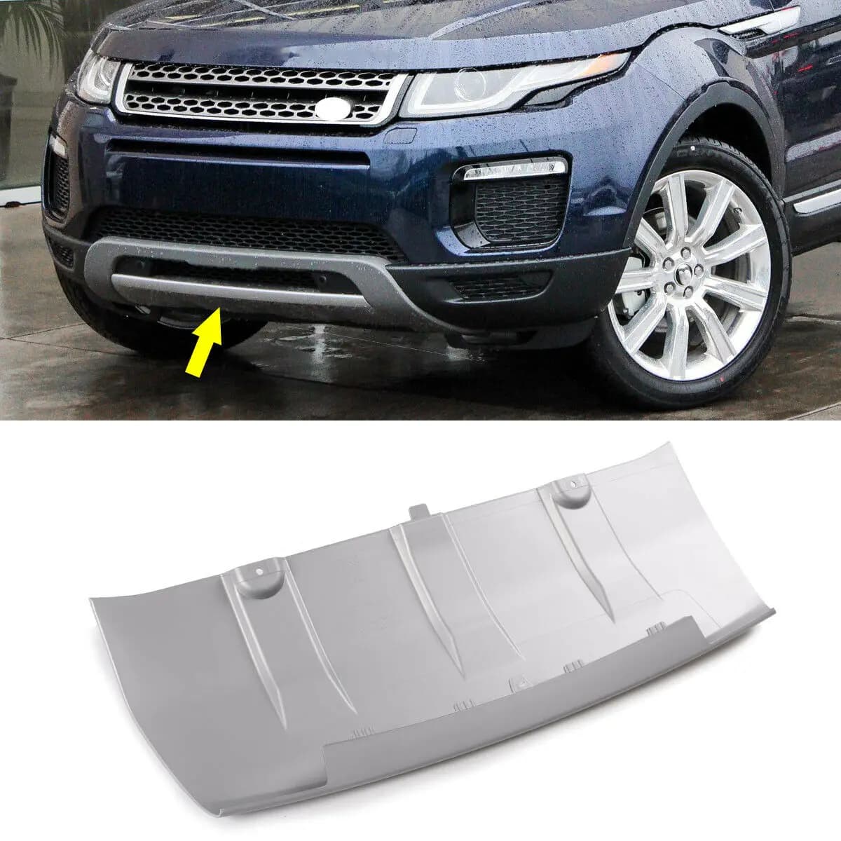 Front Bumper Tow Hook Cover For Land Rover Range Rover Evoque 2015-2019 Silver Lower Spoiler Guard Skid Fedner Plate LR079014