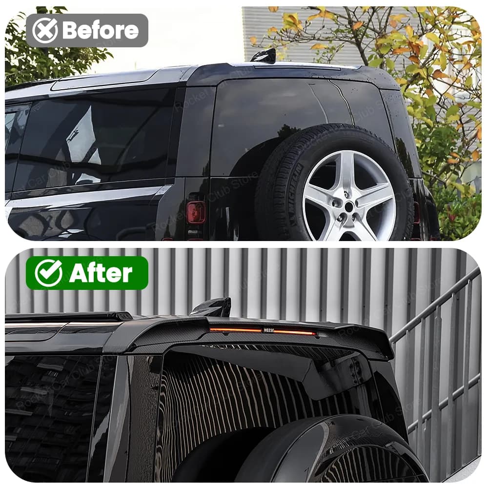 For Land Rover Defender 90 110 130 Car External Modification Accessories WEESE Rear brake Dry Carbon Fiber Tail Fin