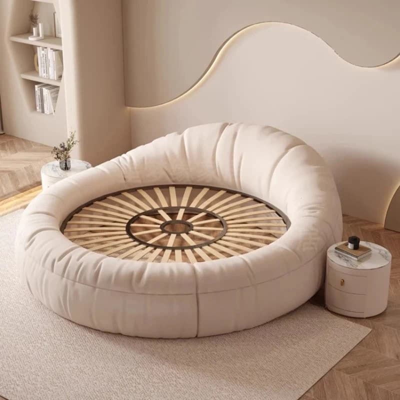 # LHigh-end Fashion Creativity Bedroom Modern Home Camas Moderrnas Inteligentes Furniture Minimalist White Round Bed 220x220cm