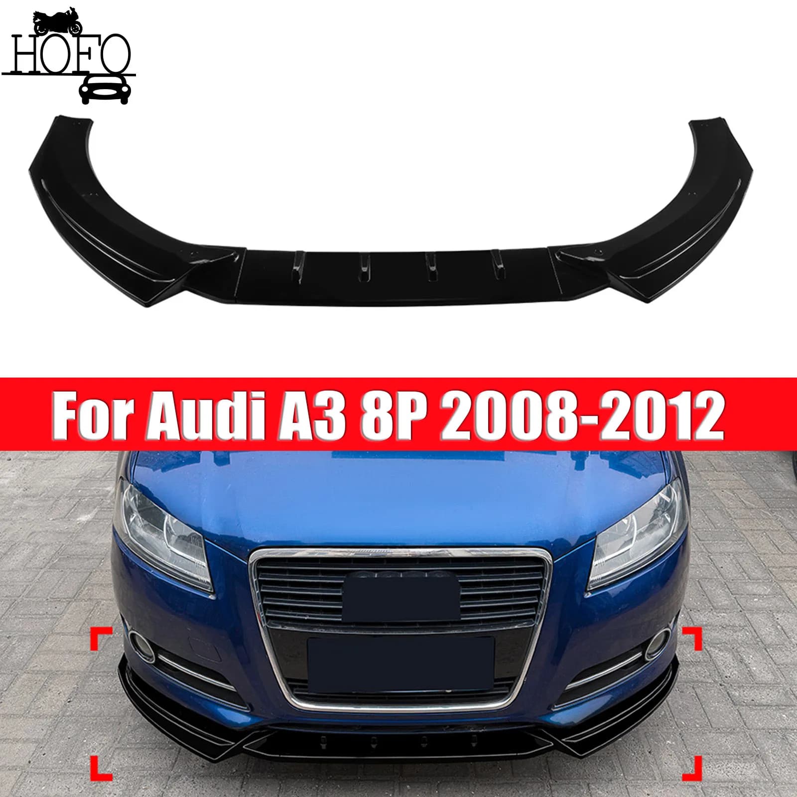 Car Front Bumper Lower Spoiler Lip For Audi A3 8P 2008-2012