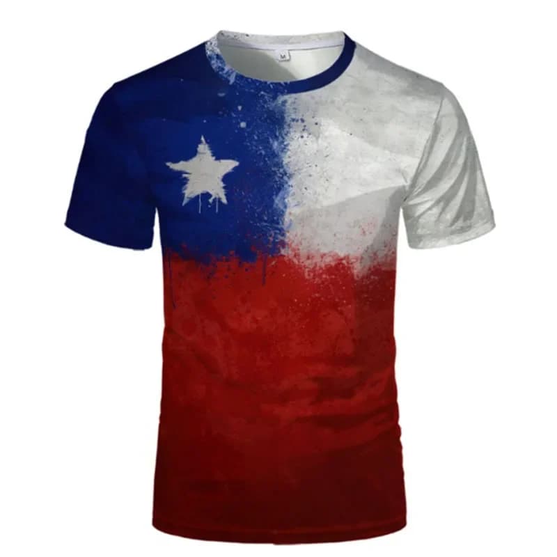 Chile 3D Printed Geometric T-shirt Men's and Women's Summer O-collar Short-sleeved Loose Casual T-shirt Street Harajuku Tops