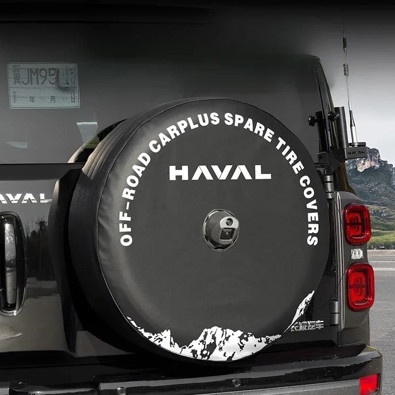 For HAVAL H9 2024-2026 Leather Black Car Rear Spare Tire Protective Cover Exterior Car Accessories