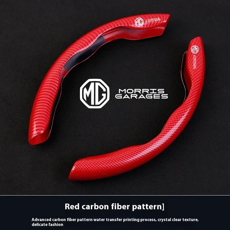 MG Steering Wheel Protector Carbon Fiber Leather With 3D Emblem For MG6 MG4 EV HS ZS MG7 MG3 MG5 Cyberster EHS Interior