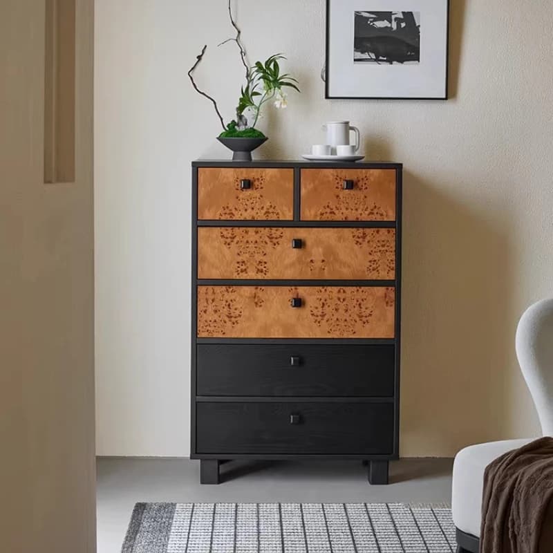 FG light sandalwood shadow solid wood six-bucket cabinet living room wall locker sofa antique storage cabinet