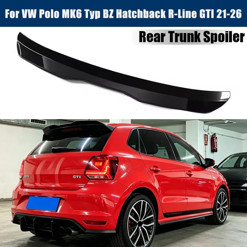 Rear Trunk Spoiler Roof Wing Racing Sport Splitter Exterior Part For VW Polo MK6 Typ BZ Hatchback R-Line GTI 2021-2026 2022 2023
