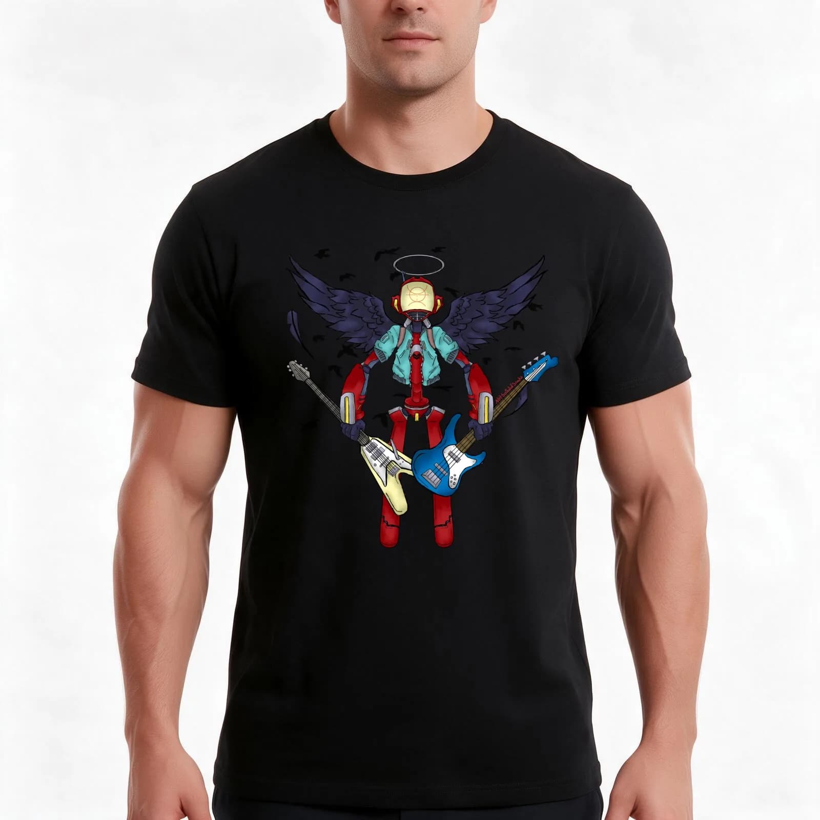 FLCL Canti T-Shirt, Summer Casual Cotton Tee, Oversized Streetwear Tops, Vintage Graphic Print, Loose Fit Short Sleeve