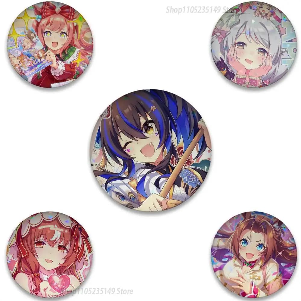 Umamusume Pretty Derby Pins 58mm Cute Cartoon Badge Handmade Brooches for Backpack Accessories Jewelry Gifts
