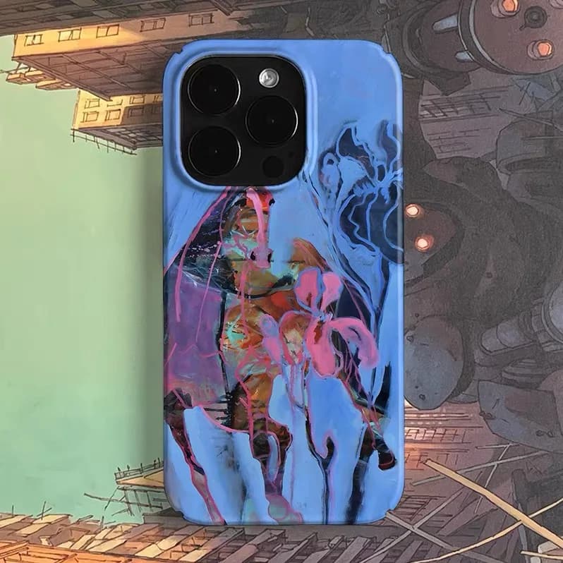 Blue Graffiti Niche Design Art Case for IPHONE 17 16 ProMax 15 14 Plus 13 12 MINI 11 PRO 16Plus XR XS MAX Acrylic Phone Cover