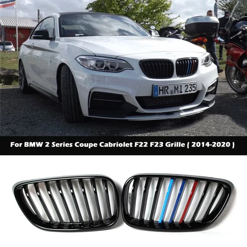 One line ABS Bumper Kidney Carbon fiber Grille For BMW 2 Series Coupe Cabriolet F22 F23 2014-2020 Auto Replacement