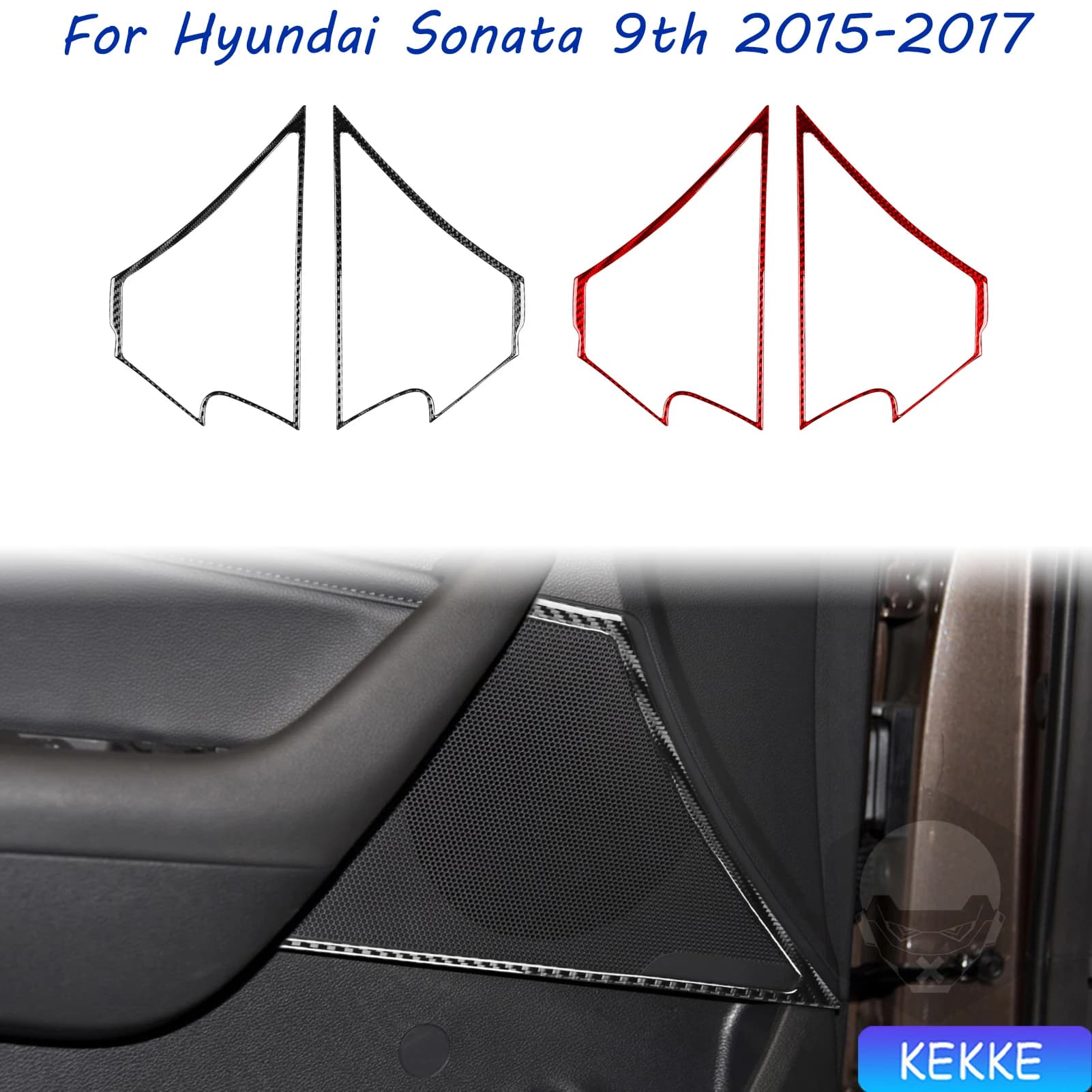 For Hyundai Sonata 9 2015 2016 2017 Door Horn Frame Trim Real Carbon Fiber Sticker Car Interior Accessories