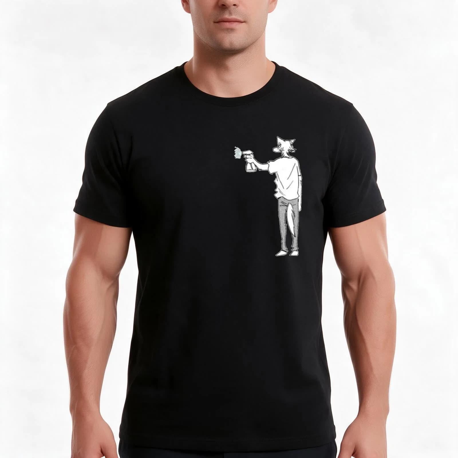 Beastars Legosi spray T-Shirt, Summer Casual Cotton Tee, Oversized Streetwear Tops, Vintage Graphic Print, Unisex Men Women