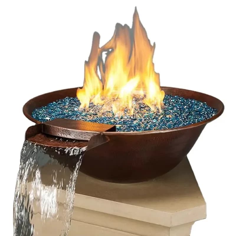 Round Fire Pit Water Fountain Water Fire Bowls for Swimming Pool