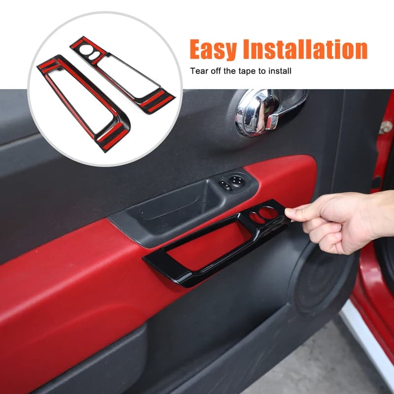 For Fiat 500 2010-2024 ABS Car Rearview Mirror Adjustment Switch Storage Box Frame Cover Trim Sticker Accessories