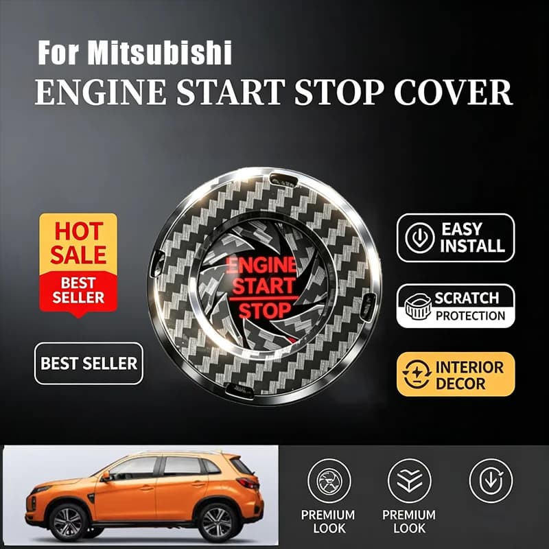 For Mitsubishi Car Ignition Start Button Cover Decorative Ring Hidden Protective Cover Anti Scratch Interior Accessories