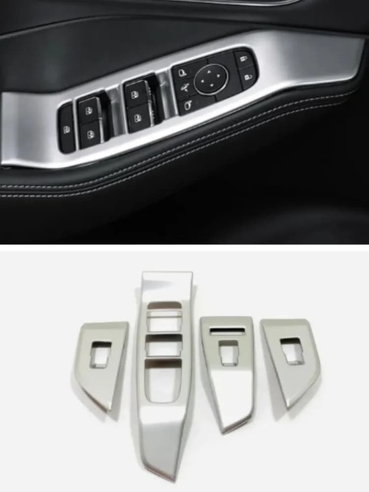 Car Window Glass Lift Switch Button Cover Trim Sticke For nissan x-trail x trail xtrail T33 2021 -2023 ABS chrome carbon fiber
