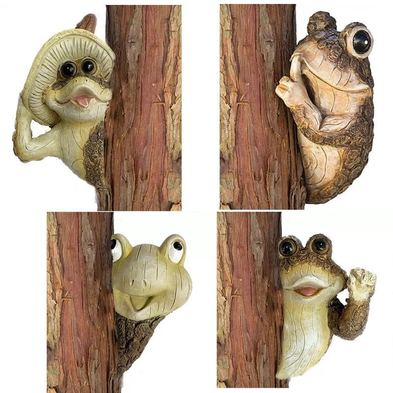 Frog Hugger Tree Peeker Figurines Funny Garden Tree Decor Sculpture Yard Art Statue Decoration